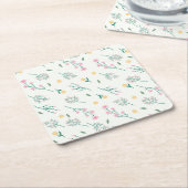 Hibiscus Waterverf Botanisch Bloeiend Naadloos Kartonnen Onderzetters (Schuin)