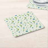 Hibiscus Waterverf Botanisch Bloeiend Naadloos Kartonnen Onderzetters (Schuin)