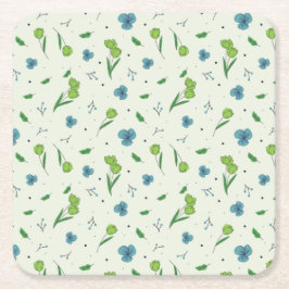 Hibiscus Waterverf Botanisch Bloeiend Naadloos Kartonnen Onderzetters