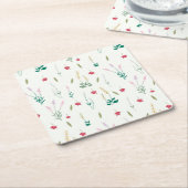 Hibiscus Waterverf Botanisch Bloeiend Naadloos Kartonnen Onderzetters (Schuin)