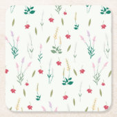 Hibiscus Waterverf Botanisch Bloeiend Naadloos Kartonnen Onderzetters (Voorkant)