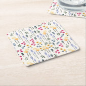 Hibiscus Waterverf Botanisch Bloeiend Naadloos Kartonnen Onderzetters (Schuin)