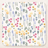 Hibiscus Waterverf Botanisch Bloeiend Naadloos Kartonnen Onderzetters (Voorkant)