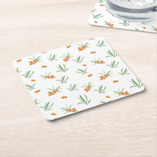 Hibiscus Waterverf Botanisch Bloeiend Naadloos Kartonnen Onderzetters (Schuin)