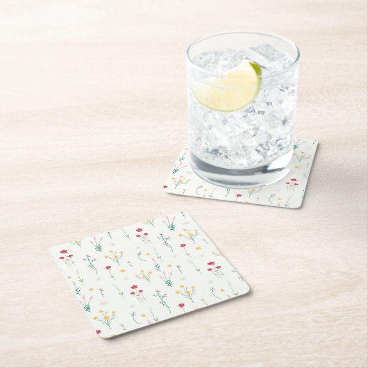 Hibiscus Waterverf Botanisch Bloeiend Naadloos Kartonnen Onderzetters (Insitu)