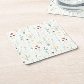 Hibiscus Waterverf Botanisch Bloeiend Naadloos Kartonnen Onderzetters (Schuin)