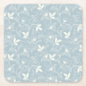 Hibiscus Waterverf Botanisch Bloeiend Naadloos Kartonnen Onderzetters (Voorkant)