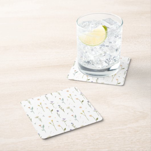 Hibiscus Waterverf Botanisch Bloeiend Naadloos Kartonnen Onderzetters (Insitu)