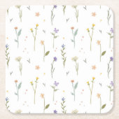 Hibiscus Waterverf Botanisch Bloeiend Naadloos Kartonnen Onderzetters (Voorkant)