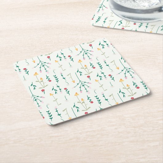 Hibiscus Waterverf Botanisch Bloeiend Naadloos Kartonnen Onderzetters (Schuin)