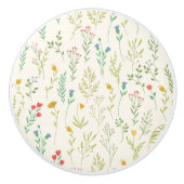 Hibiscus Waterverf Botanisch Bloeiend Naadloos Keramische Knop (Voorkant)