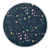 Hibiscus Waterverf Botanisch Bloeiend Naadloos Keramische Knop (Voorkant)