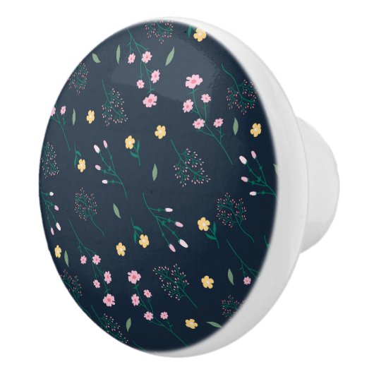 Hibiscus Waterverf Botanisch Bloeiend Naadloos Keramische Knop (Rechts)