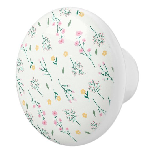 Hibiscus Waterverf Botanisch Bloeiend Naadloos Keramische Knop (Rechts)