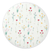 Hibiscus Waterverf Botanisch Bloeiend Naadloos Keramische Knop (Voorkant)