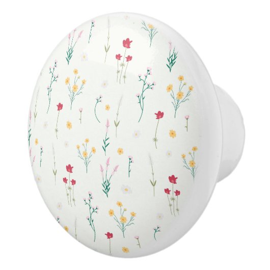 Hibiscus Waterverf Botanisch Bloeiend Naadloos Keramische Knop (Rechts)