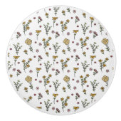 Hibiscus Waterverf Botanisch Bloeiend Naadloos Keramische Knop (Voorkant)