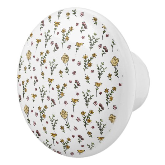 Hibiscus Waterverf Botanisch Bloeiend Naadloos Keramische Knop (Rechts)