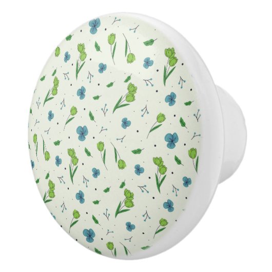 Hibiscus Waterverf Botanisch Bloeiend Naadloos Keramische Knop (Rechts)