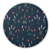 Hibiscus Waterverf Botanisch Bloeiend Naadloos Keramische Knop (Voorkant)