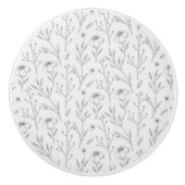 Hibiscus Waterverf Botanisch Bloeiend Naadloos Keramische Knop (Voorkant)