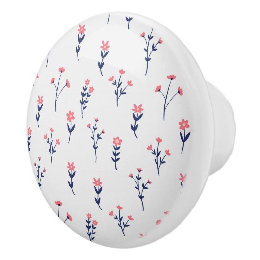 Hibiscus Waterverf Botanisch Bloeiend Naadloos Keramische Knop (Rechts)