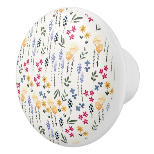 Hibiscus Waterverf Botanisch Bloeiend Naadloos Keramische Knop (Rechts)