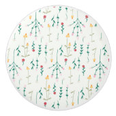 Hibiscus Waterverf Botanisch Bloeiend Naadloos Keramische Knop (Voorkant)