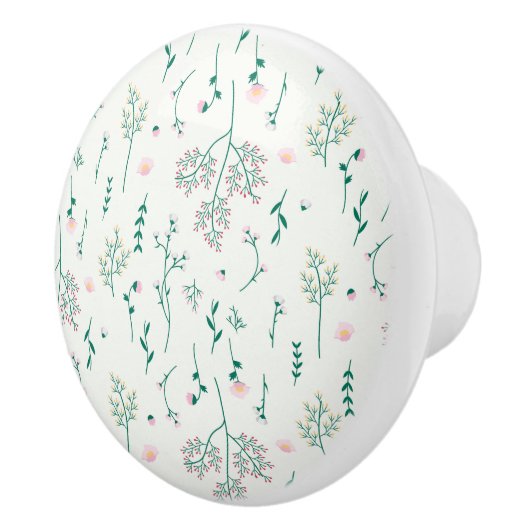 Hibiscus Waterverf Botanisch Bloeiend Naadloos Keramische Knop (Rechts)