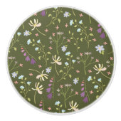 Hibiscus Waterverf Botanisch Bloeiend Naadloos Keramische Knop (Voorkant)