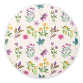 Hibiscus Waterverf Botanisch Bloeiend Naadloos Keramische Knop (Voorkant)