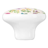 Hibiscus Waterverf Botanisch Bloeiend Naadloos Keramische Knop (Zijkant)