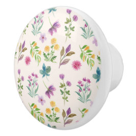 Hibiscus Waterverf Botanisch Bloeiend Naadloos Keramische Knop