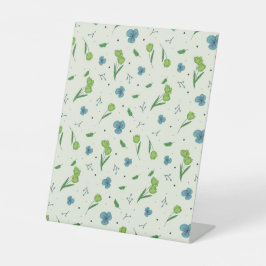 Hibiscus Waterverf Botanisch Bloeiend Naadloos Reclamebord Met Voetstuk