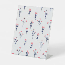 Hibiscus Waterverf Botanisch Bloeiend Naadloos Reclamebord Met Voetstuk