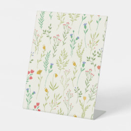 Hibiscus Waterverf Botanisch Bloeiend Naadloos Reclamebord Met Voetstuk