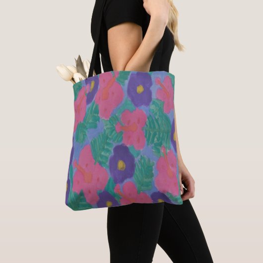 Hibiscus Waterverf Canvas tas (Dichtbij)