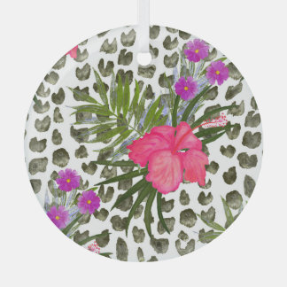 Hibiscus: Waterverf naadloos patroon. Glas Ornament