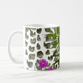 Hibiscus: Waterverf naadloos patroon. Koffiemok
