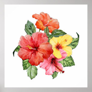 Hibiscus waterverf poster