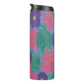 Hibiscus Waterverf Print Tumbler Thermosbeker (Geroteerd rechts)