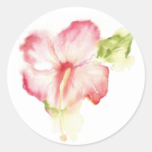 Hibiscus Waterverf Sticker (Voorkant)