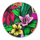 Hibiscus Waterverf Tropical Flowers Dresser Keramische Knop (Voorkant)