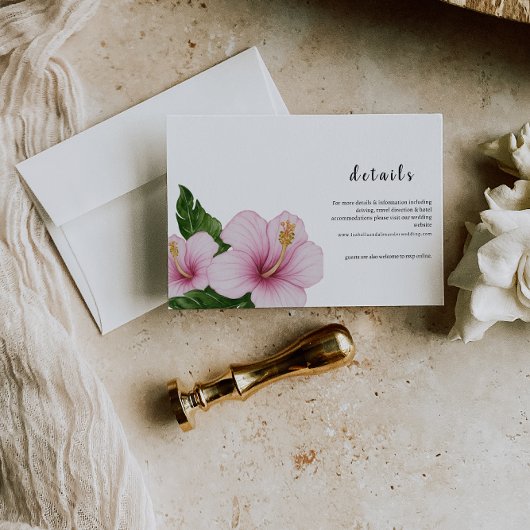  Hibiscus Wedding Details Card Kaart
