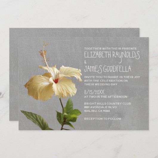 Hibiscus Wedding Invitations Kaart (Voorkant / Achterkant)