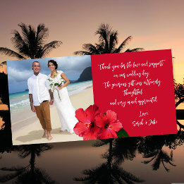 Hibiscus Wedding Photo Budget Thank You Cards Bedankkaart