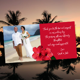Hibiscus Wedding Photo Budget Thank You Cards Bedankkaart