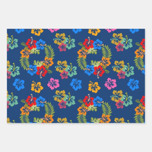 Hibiscus Wrapping Paper Flat Sheet Set van 3 (Voorkant 2)