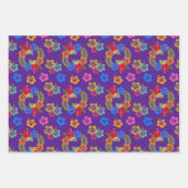 Hibiscus Wrapping Paper Flat Sheet Set van 3 (Voorkant)