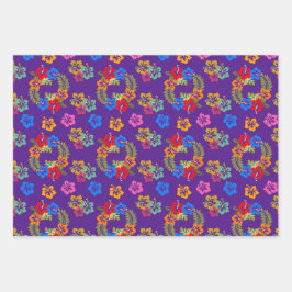Hibiscus Wrapping Paper Flat Sheet Set van 3